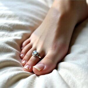 Palest Rose Quartz Cabochon - Midi Ring - Toe Ring - Child's - Adjustable 3.5+++